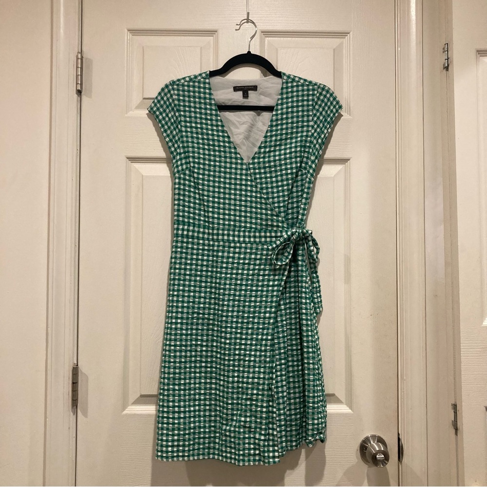 Banana Republic Green Gingham Wrap Dress